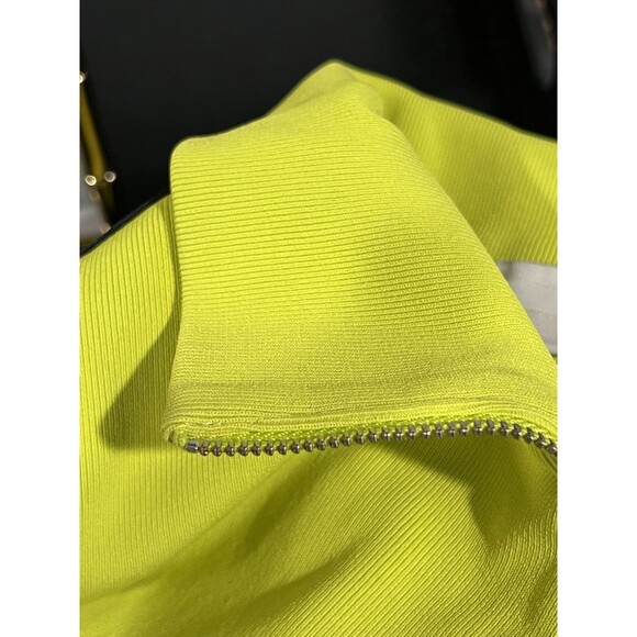 Tory Burch Knit Quarter Zip in Bright Lime Size Medium - Picture 13 of 14